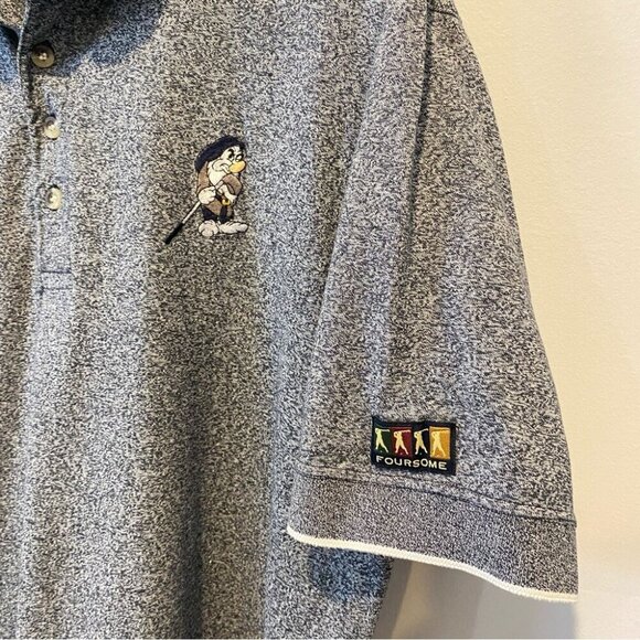 Disney Foursome M Grumpy Embroidered Snow White Mens Polo Shirt in Heather Grey - Picture 2 of 16